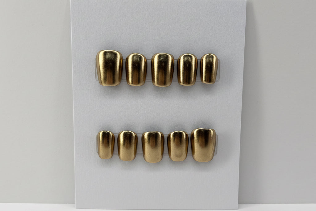 Customizable Handmade Chrome and French tip design Press-on Nail set Lvl-2