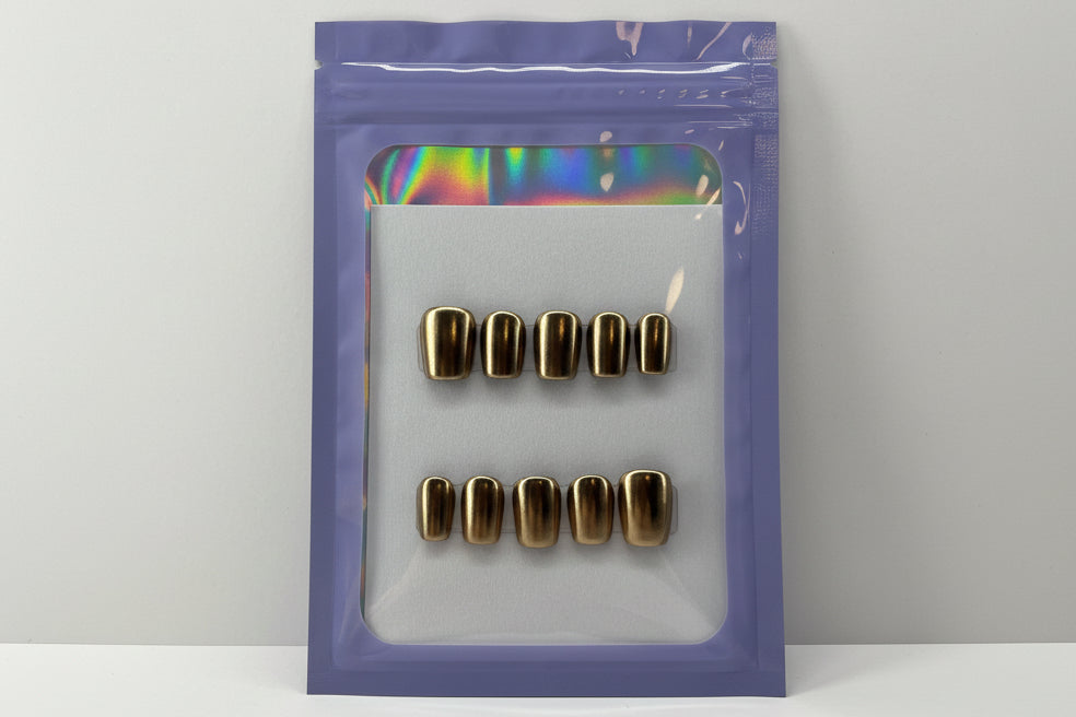 Customizable Handmade Chrome and French tip design Press-on Nail set Lvl-2