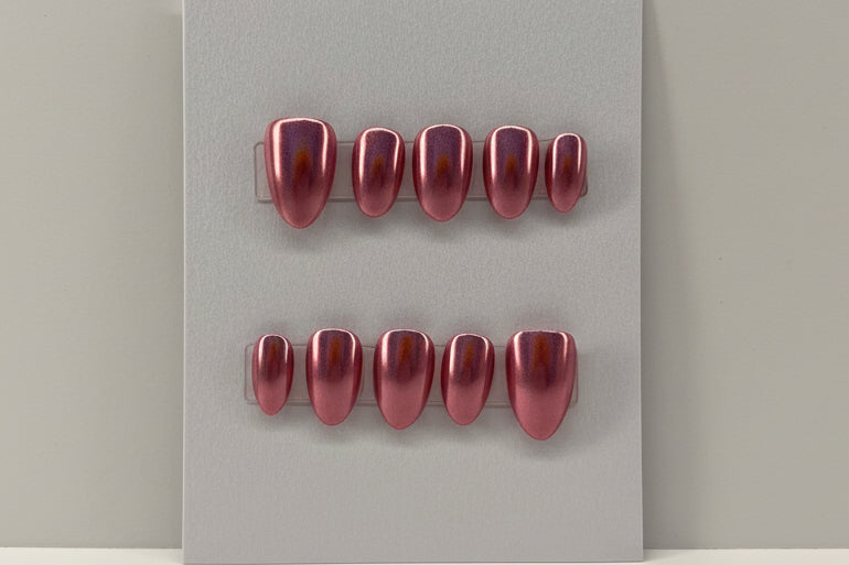 Customizable Handmade Chrome and French tip design Press-on Nail set Lvl-2