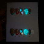 Handmade Neon Starfish Summer design Press-on Nail set Lvl-4