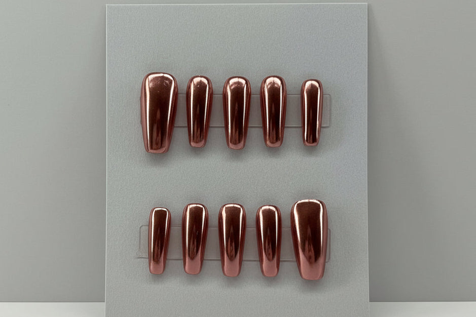 Customizable Handmade Chrome and French tip design Press-on Nail set Lvl-2