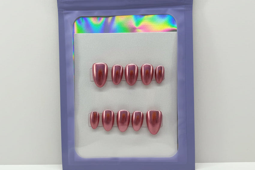 Customizable Handmade Chrome and French tip design Press-on Nail set Lvl-2