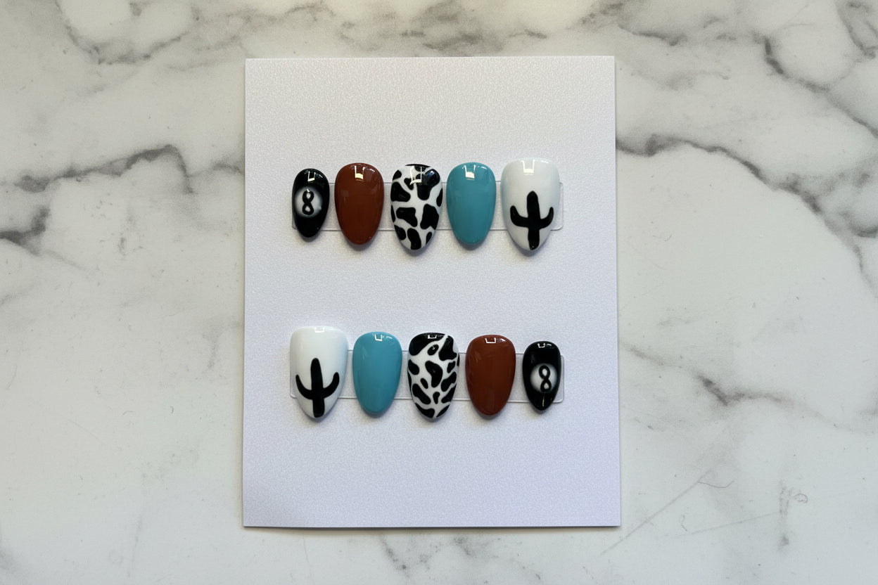 Handmade Western design Press-on Nail set Lvl-4