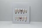 Handmade Press-on Nail Set Chrome Butterfly accent design Lvl-3
