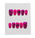 Handmade Pink and Purple Summer Palm design Press-on Nails Lvl-4